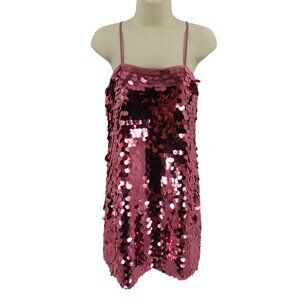 A New Day Womens XS Extra Small Pink Sequin Spaghetti Strap Dress NEW No Tags